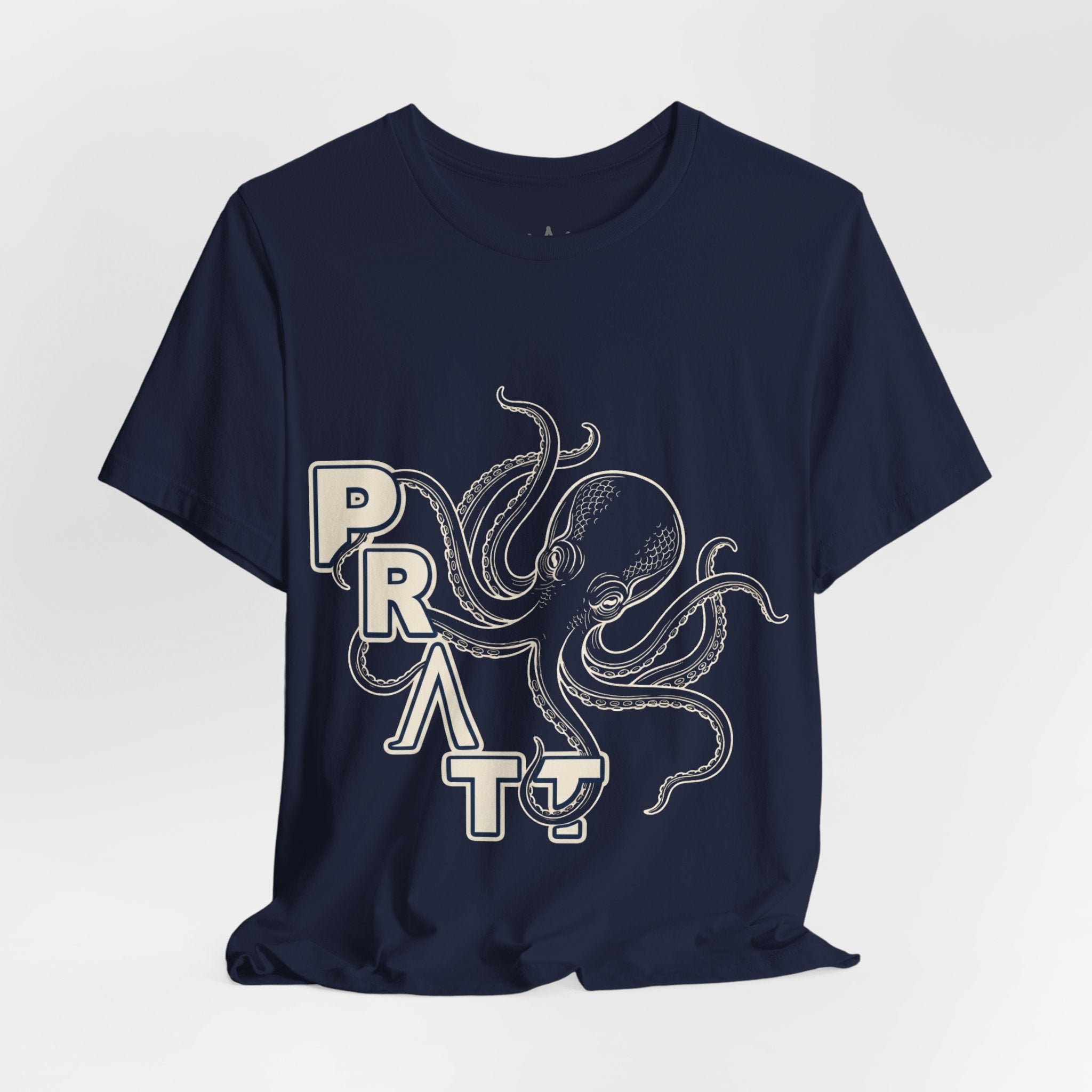 Women's Navy Octopus Graphic T-Shirt – PRATT Nautical Vintage Cotton Tee | Airlume Crew Neck Streetwear