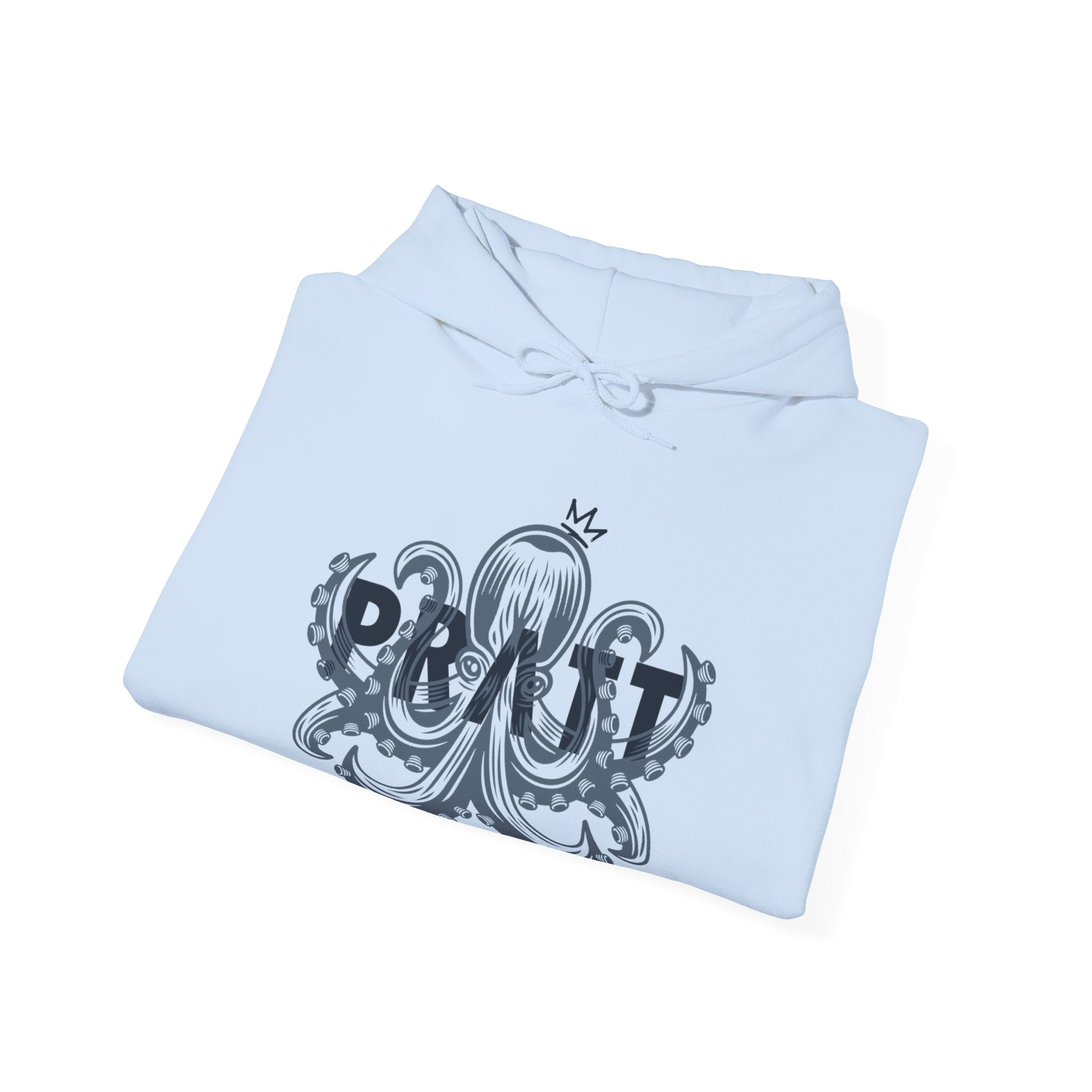 Women’s Light Blue & Navy Hoodie – PRATT Octopus Graphic Streetwear Hoodie