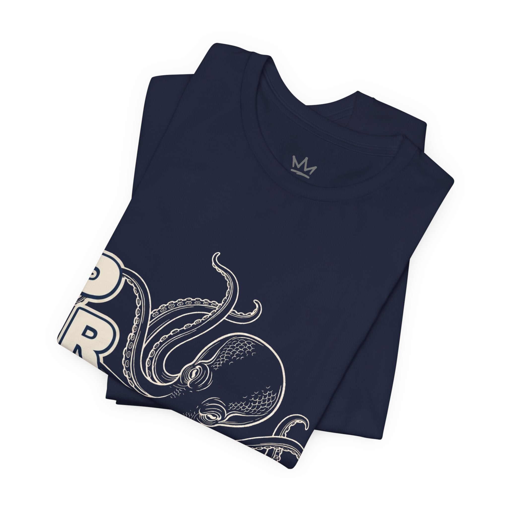 Women's Navy Octopus Graphic T-Shirt – PRATT Nautical Vintage Cotton Tee | Airlume Crew Neck Streetwear