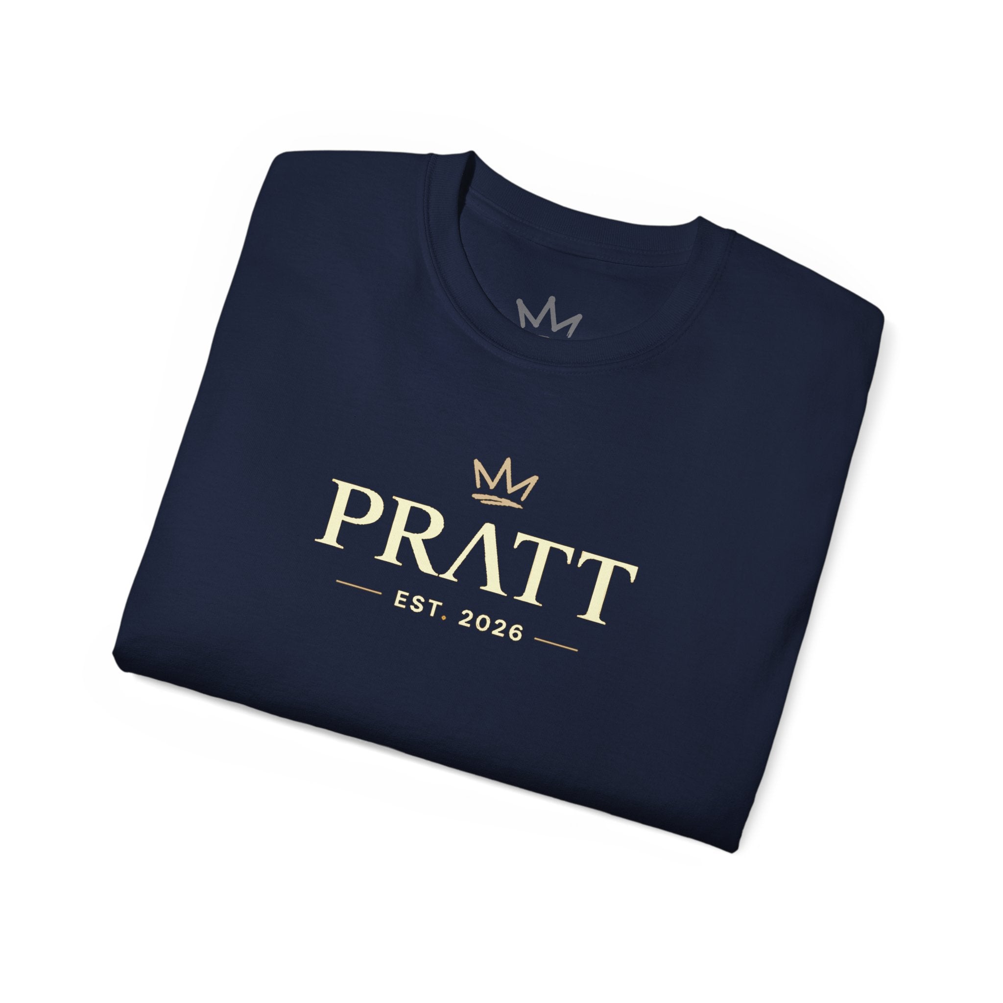 Men’s Navy Graphic T-Shirt – PRATT Gold Streetwear Cotton Tee