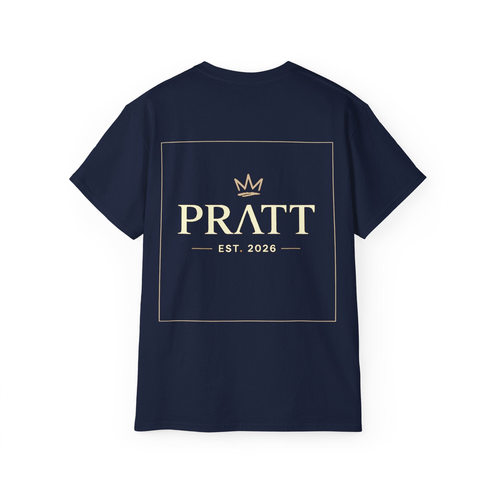 Men’s Navy Graphic T-Shirt – PRATT Gold Streetwear Cotton Tee