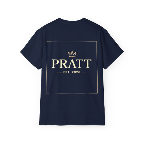 Men’s Navy Graphic T-Shirt – PRATT Gold Streetwear Cotton Tee