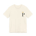 Women's Neutral Monogram 'P' Crown T-Shirt – PRATT Script Back Print Cotton Tee | Soft Airlume Crew Neck