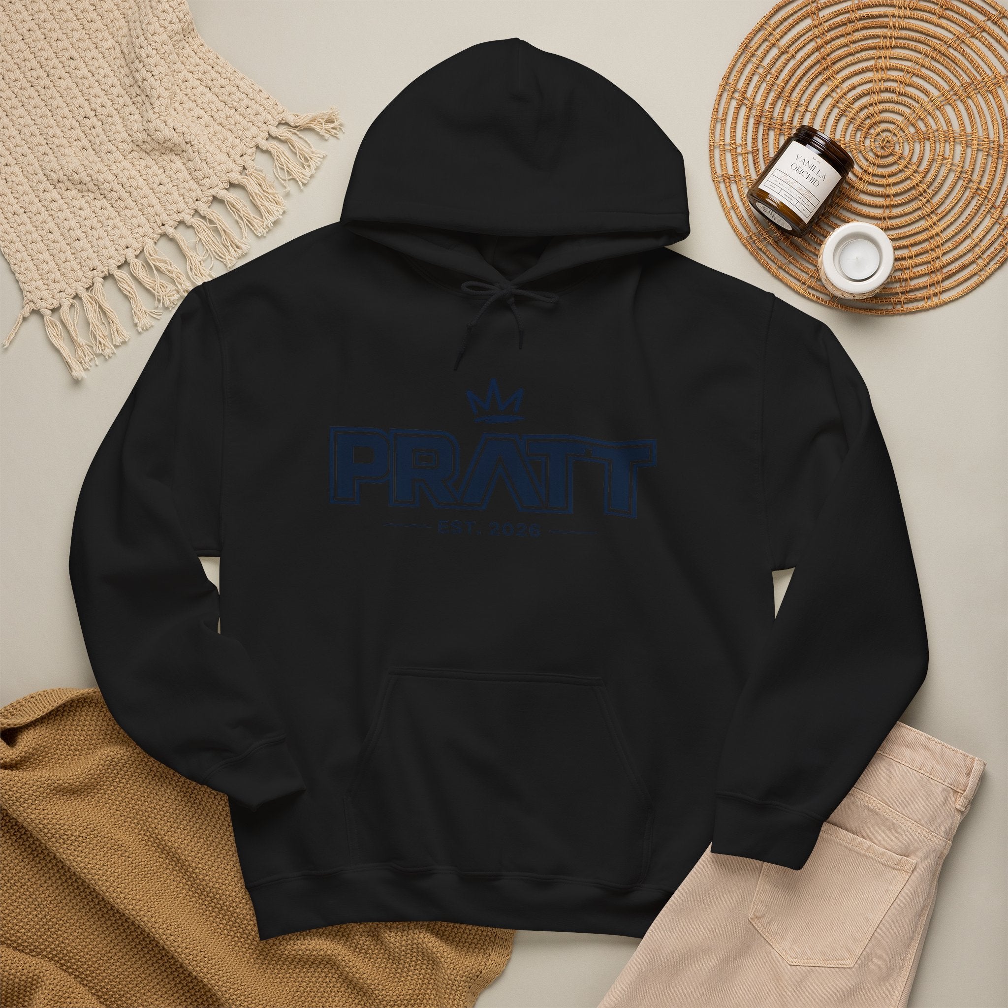 Pratt Octopus Hoodie — Streetwear Pullover with 'PRATT' Front and Octopus Back Graphic