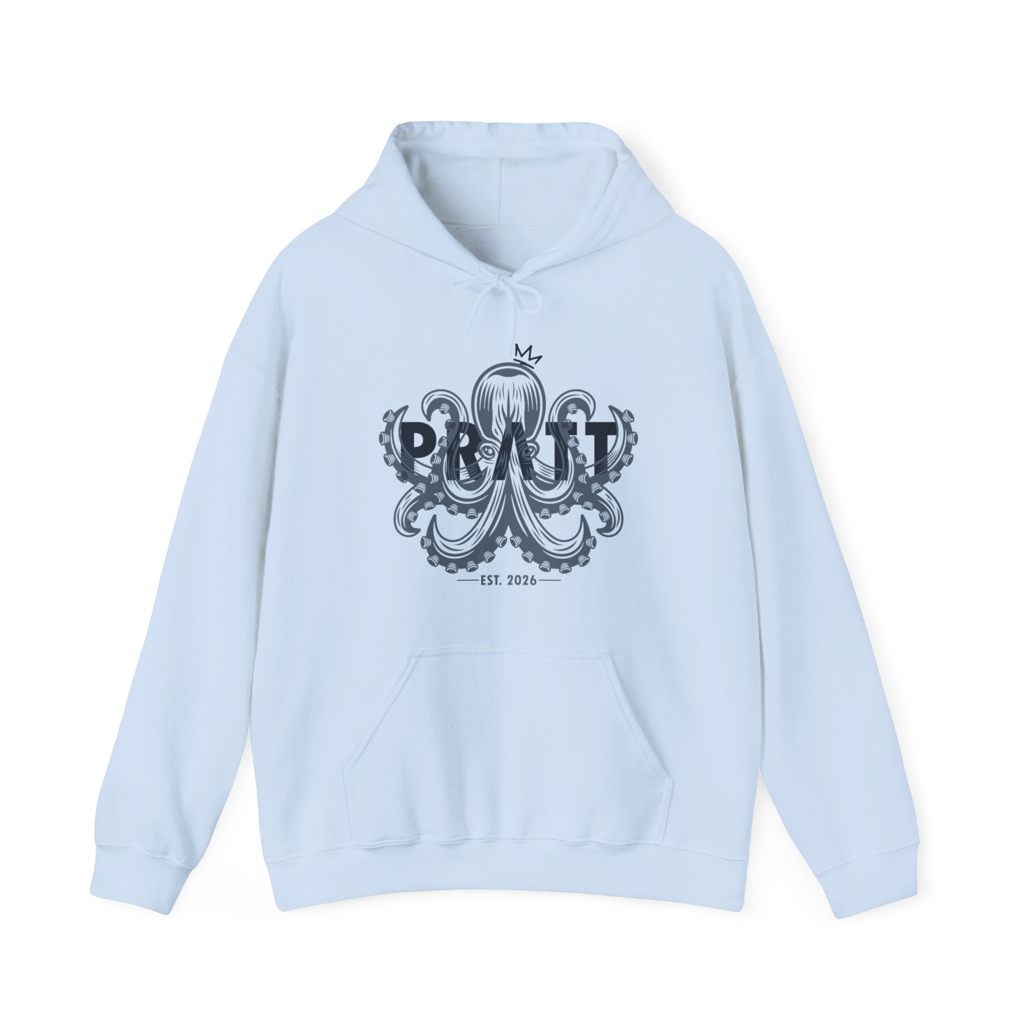 Women’s Light Blue & Navy Hoodie – PRATT Octopus Graphic Streetwear Hoodie