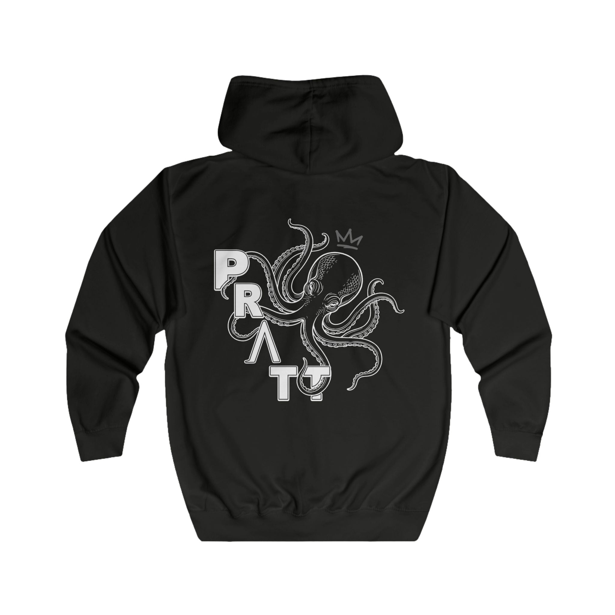 Men's Black Full Zip Hoodie – PRATT Octopus Graphic Zip-Up Hoodie | Premium Cotton Blend Streetwear