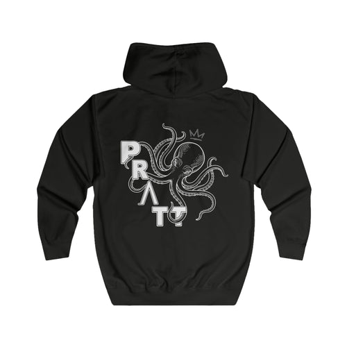 Men's Black Full Zip Hoodie – PRATT Octopus Graphic Zip-Up Hoodie | Premium Cotton Blend Streetwear
